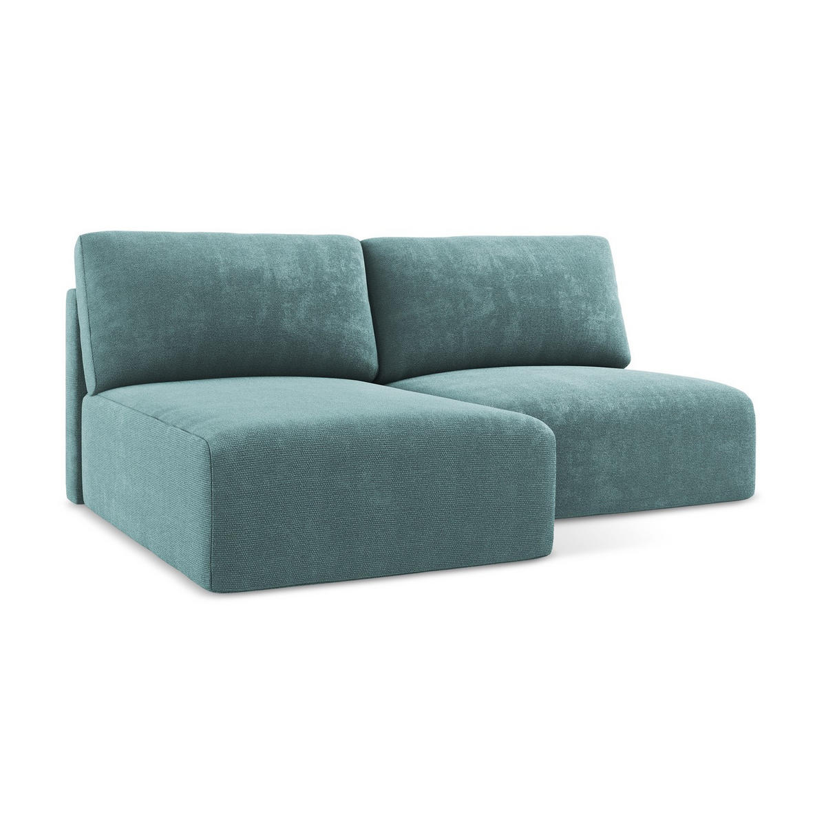 ECKSOFA mit Schlaffunktion links Chenille Stoff Blau - Blau/Beige, Kunststoff/Textil (149/210cm) - LaMiaSofa