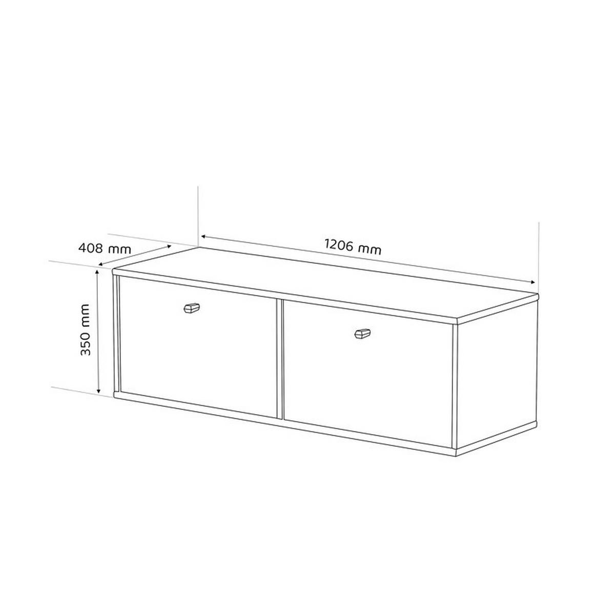 TV-LOWBOARD FLOW 121 cm, hängend, Schwarz - Schwarz, Holzwerkstoff/Metall (121/35/40.5cm) - Idohome