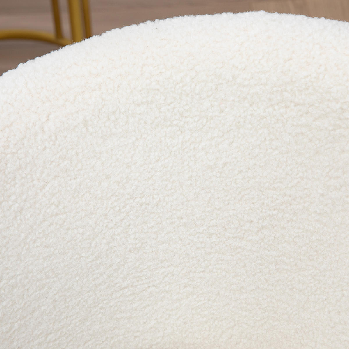 SCHREIBTISCHSTUHL, höhenverstellbarer Bürostuhl mit Teddy-Fleece-Optik Weiß - Goldfarben/Weiß, Textil/Metall (56/76/58cm) - Vinsetto