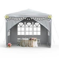 GARTENPAVILLON 3 x 3 m Grau mit Fenstern - Grau, Textil (250/300/300cm)