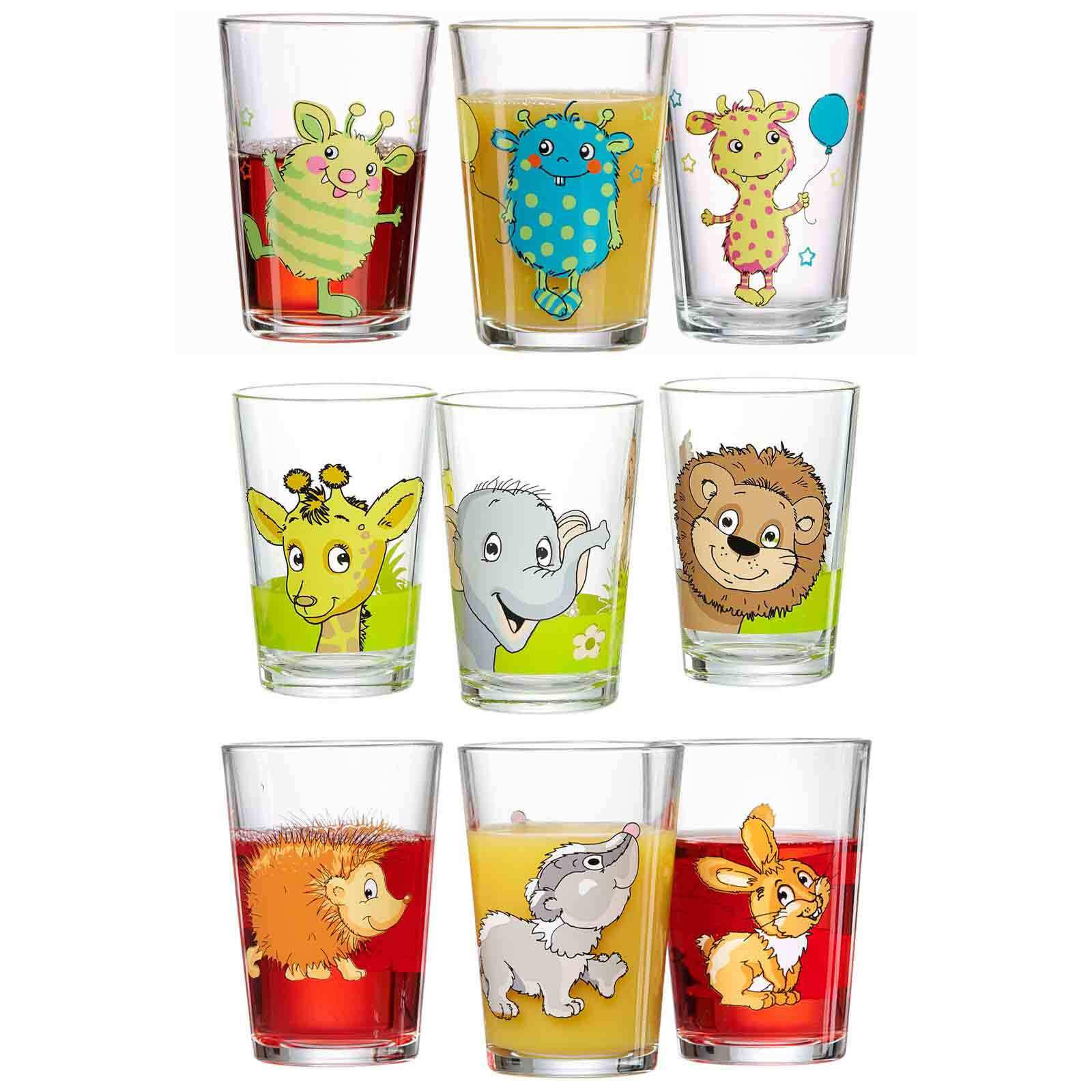 KINDERGLÄSER Monster/Dschungel/Wald bunt 205 ml 9er Set - Multicolor, Glas (0.205L) - Ritzenhoff Breker