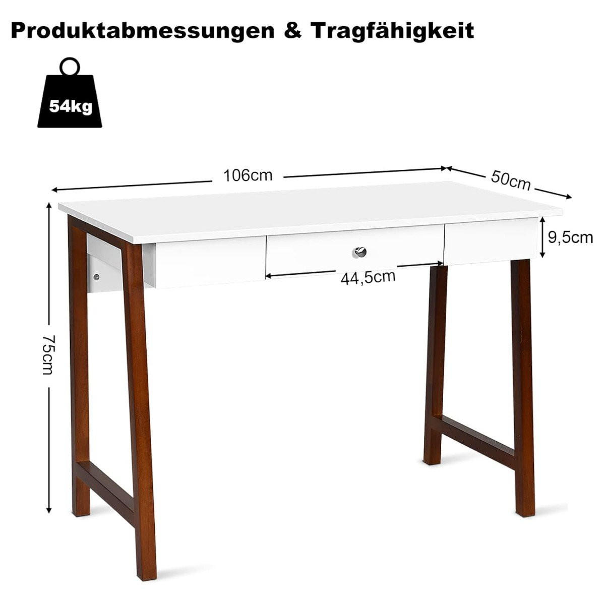 SCHREIBTISCH Braun MDF 106/50/75 cm - Braun, Holzwerkstoff (106/50/75cm) - Gemütlich Home