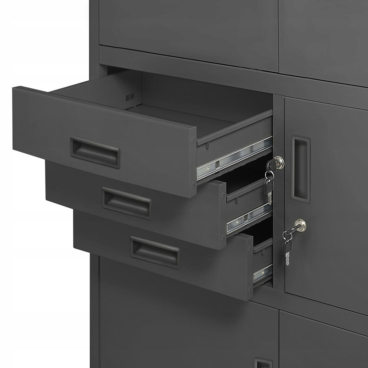 AKTENSCHRANK FILIP - Anthrazit, Metall (90/185/40cm) - Jan Nowak