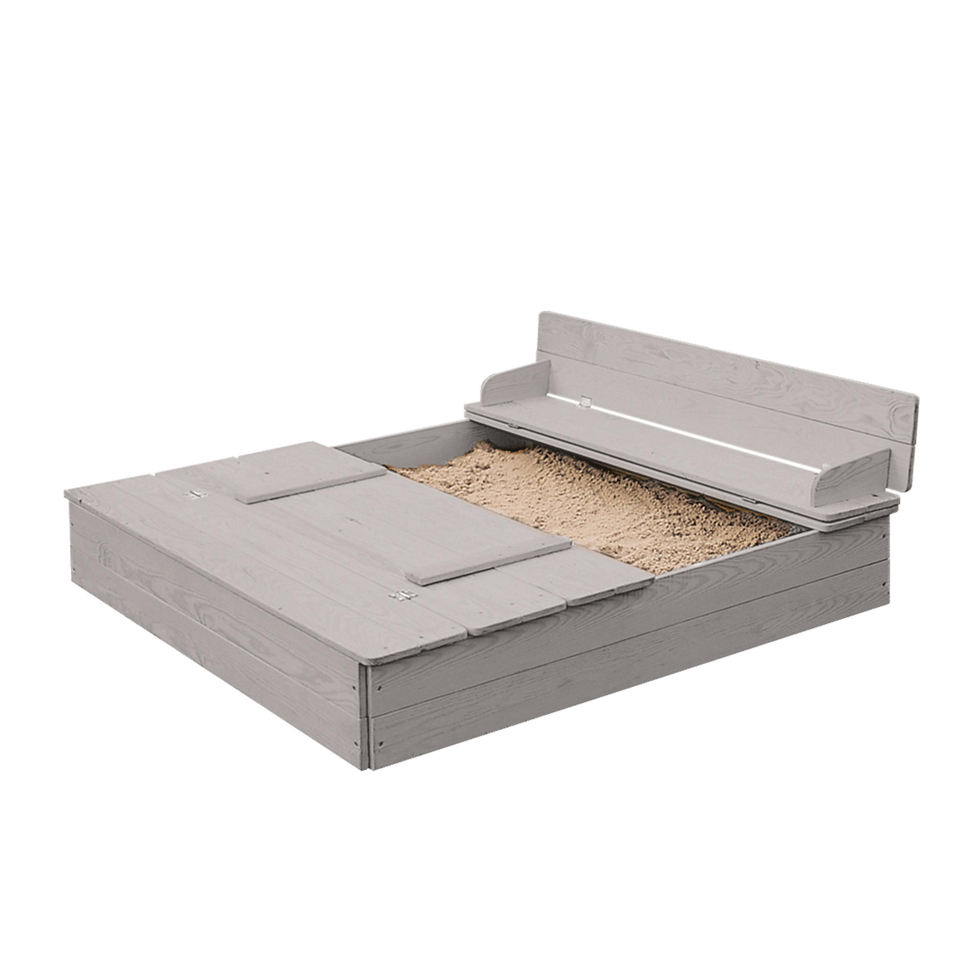 SANDKASTEN aufklappbare Sitzbank grau - Grau, Holz (123.5/127/21.5cm) - Roba