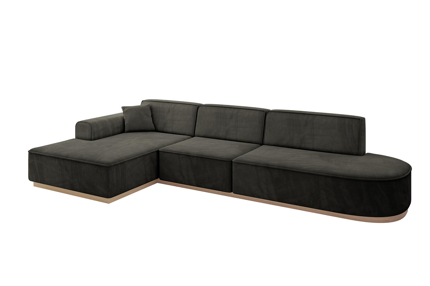 ECKSOFA Ottomane Links IREA-L2 - 327x165x80 cm Schwarz - Schwarz, Holzwerkstoff/Textil (327/165cm) - ALTDECOR