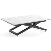 COUCHTISCH Axen höhenverstellbar ausziehbar, Marmor Weiß 120-160/80/38-75 cm - Ecru/Schwarz, Holzwerkstoff/Metall (80/160/75cm) - WFL GROUP