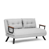 SCHLAFSOFA für 2 Personen mit Stoffbezug und Metallfüßen 133/50/41 cm - Hellgrau, Metall (50/41/133cm) - Calicosy