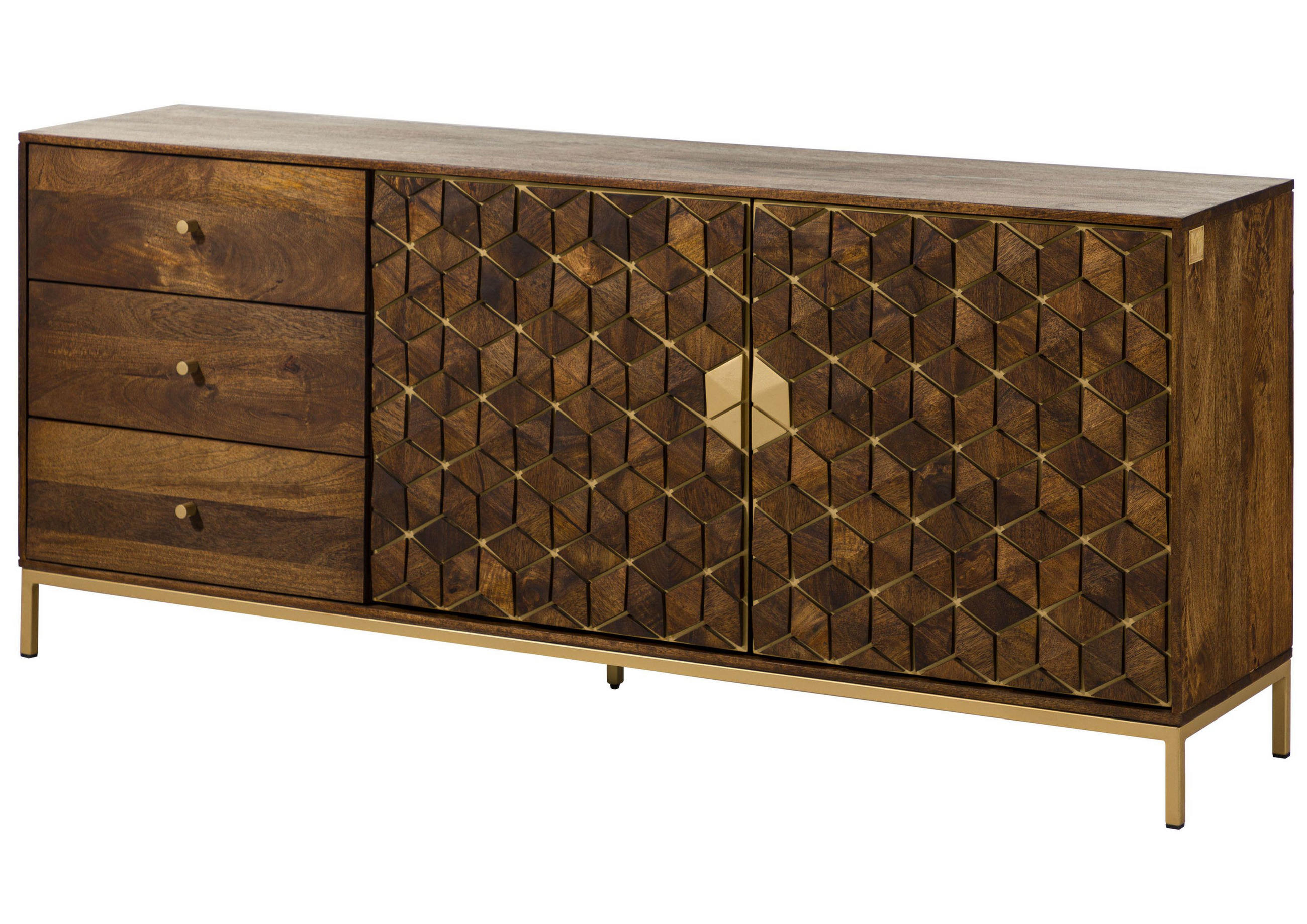 SIDEBOARD Mango 180x40x77 braun geölt DIAMOND #210 - Braun, Holz (180/77/40cm) - Massivmoebel24