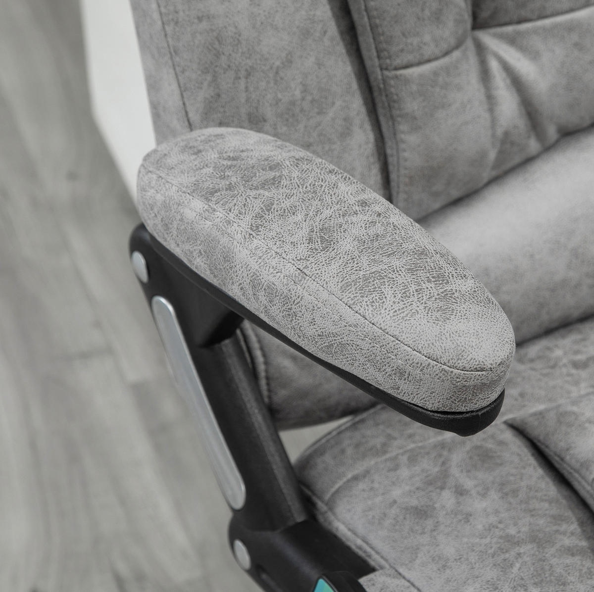 DREHSTUHL 68/72/110-120 cm grau aus Polyester mit Massage- und Heizfunktion - Grau, Kunststoff (72/120/68cm) - OKWISH