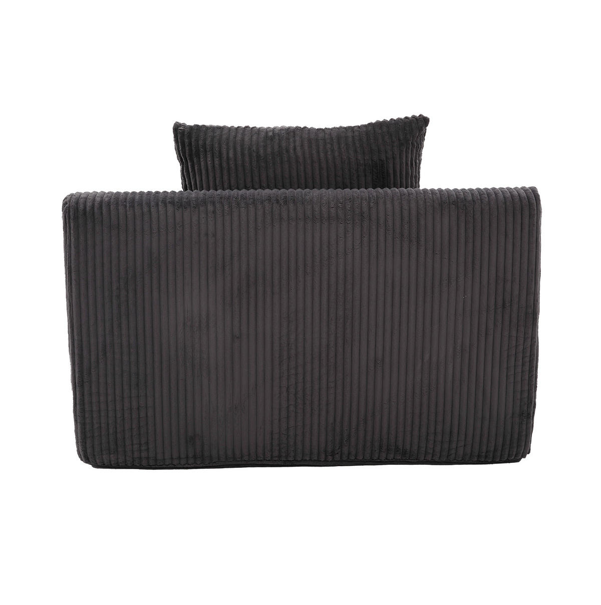 CORD-SESSEL mit Fußhocker 147/110/67 cm in Dunkelgrau – mit Seitentaschen - Dunkelgrau, Textil (147/67/110cm) - BEAOK