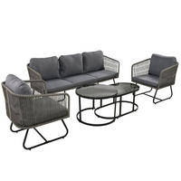 GARTENMÖBEL 166x60x76cm grau aus verzinktem Eisen und Glas - Grau, Metall - Modfu