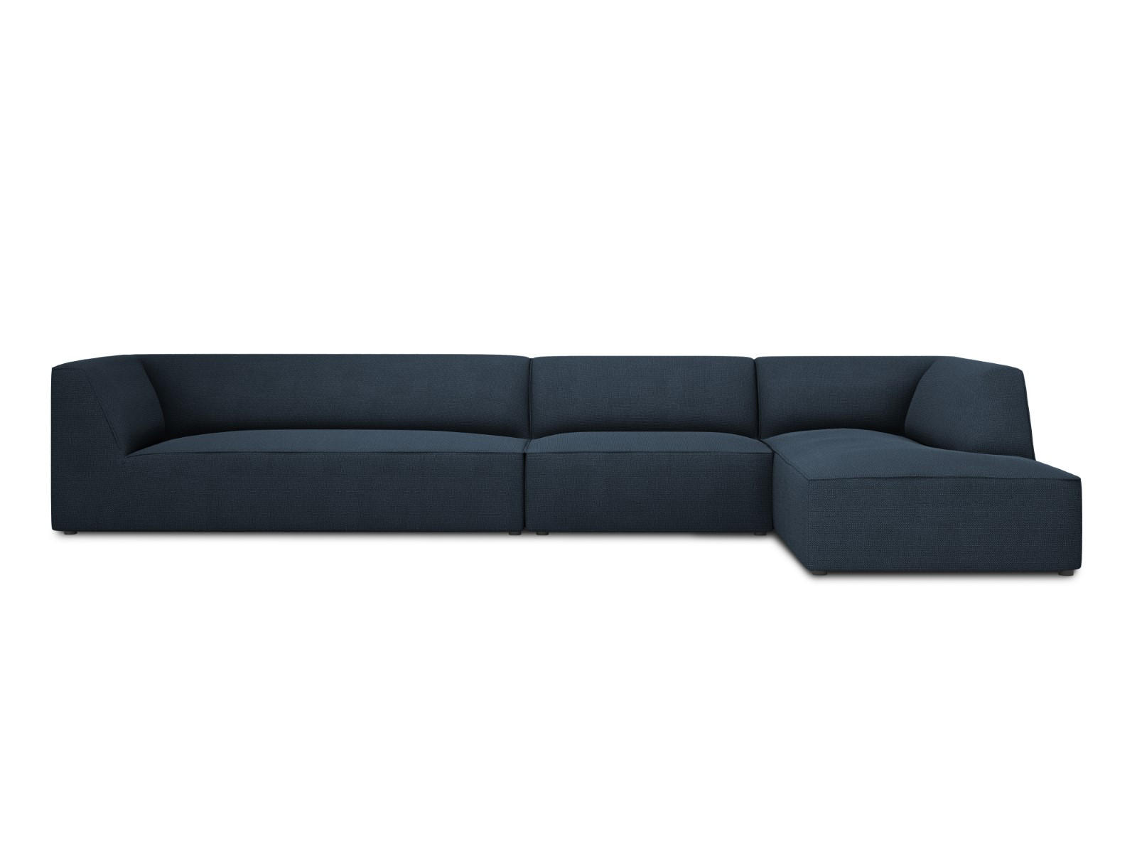 ECKSOFA rechts Ruby aus strukturiertem Stoff marineblau 5 Sitzplätze - Blau, Textil (180/366cm) - Micadoni