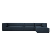 ECKSOFA rechts Ruby aus strukturiertem Stoff marineblau 5 Sitzplätze - Blau, Textil (180/366cm) - Micadoni