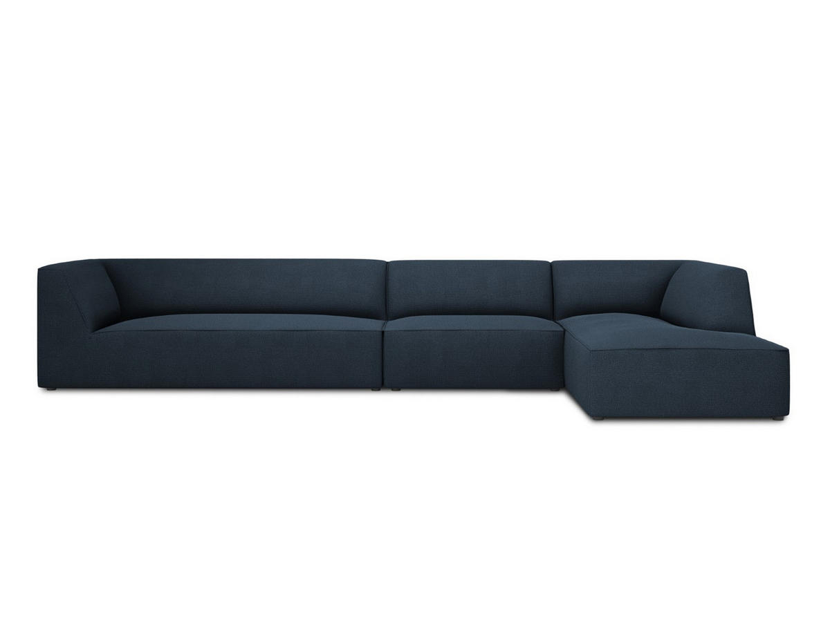 ECKSOFA rechts Ruby aus strukturiertem Stoff marineblau 5 Sitzplätze - Blau, Textil (180/366cm) - Micadoni