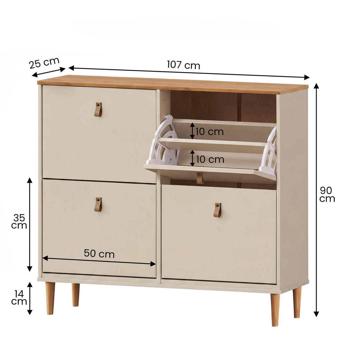 SCHUHKIPPER MIKKA Kaschmir/Eiche - Kaschmir/Eichefarben, Holz (107/92/25cm) - IDIMEX