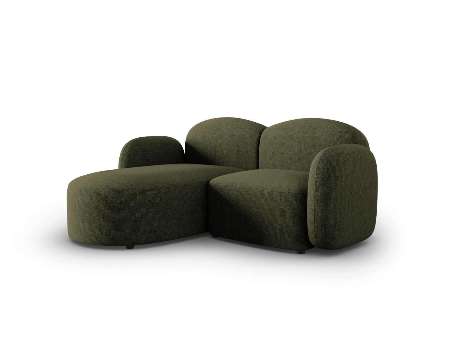 ECKSOFA links Blair aus Chenille-Stoff grün meliert 3 Sitzplätze - Grün, Textil (155/194cm) - Micadoni