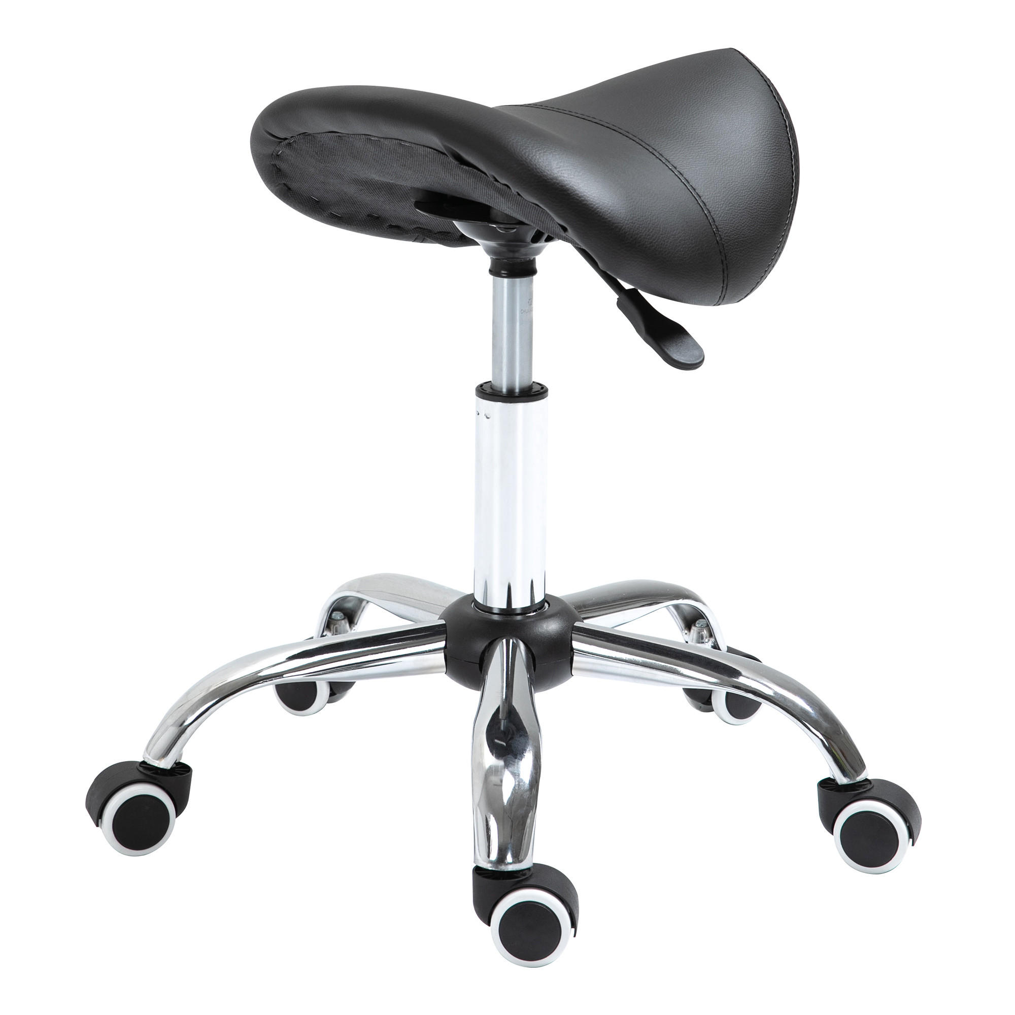DREHHOCKER DE-09754 höhenverstellbar, ergonomischer Sattelsitz Schwarz - Schwarz, Metall (52/61/53cm) - ComfortXL