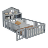 KINDERBETT 90/200 cm Grau aus Massivholz mit Stauraum und Kreidetafel - Grau, Holz (90/200cm) - OKMYHOME