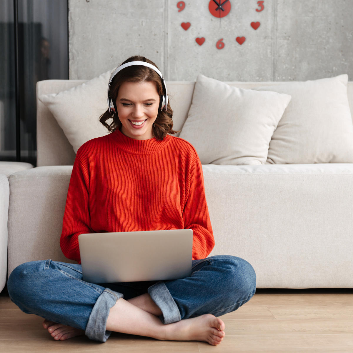 DIY-WANDUHR - Rot, Kunststoff/Metall (100/100/3.5cm) - Relaxdays