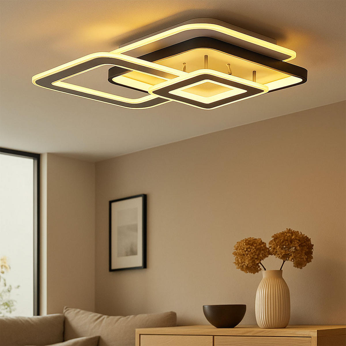 LED DECKENLEUCHTE Metall Weiß Crystal-Sand Effekt - Weiß, Metall (50/48/8cm) - Globo Lighting