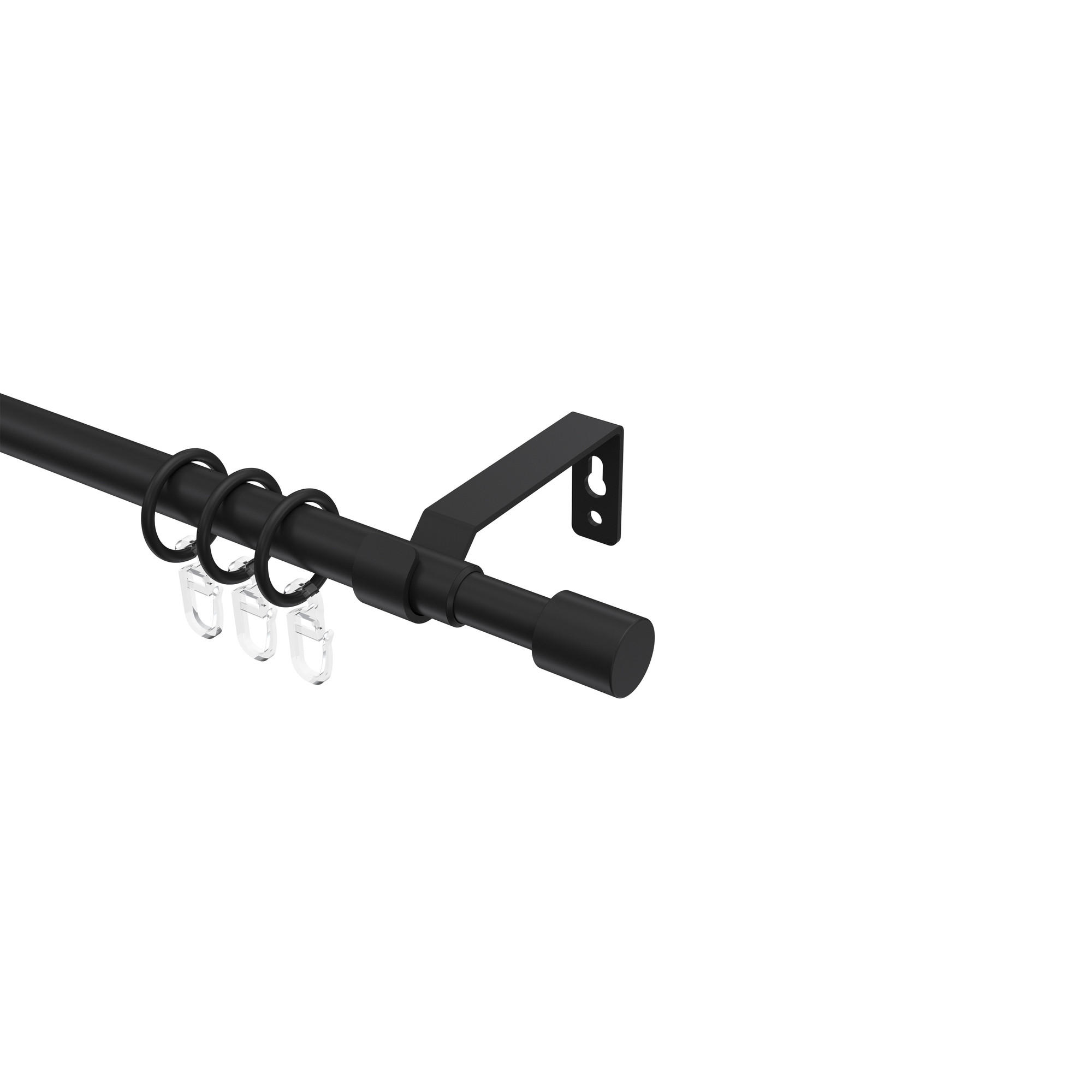 TELESKOP-GARDINENSTANGEN-SET Hera Livo 130-240 cm, 1-läufig, 16/13 mm Ø Schwarz - Schwarz, Kunststoff/Metall (240cm) - INTERDECO