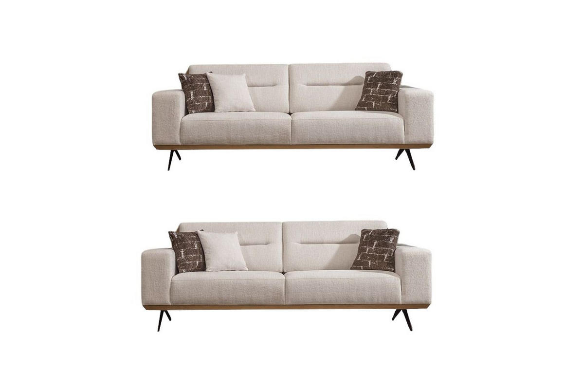 SITZGARNITUR Soprano Creme Stellvariante:3+2 - Creme, Holz/Textil (235/85/100cm) - Villa Möbel