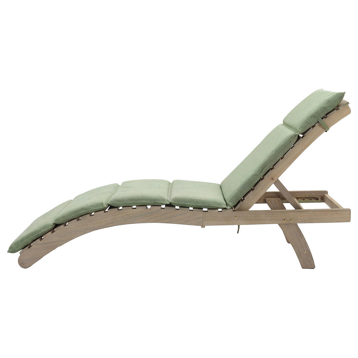 GARTENLIEGE - Akazie massiv / Webstoff - Braun / Salbei - Salbeigrün, Holz/Textil (54/79/175cm) - home24