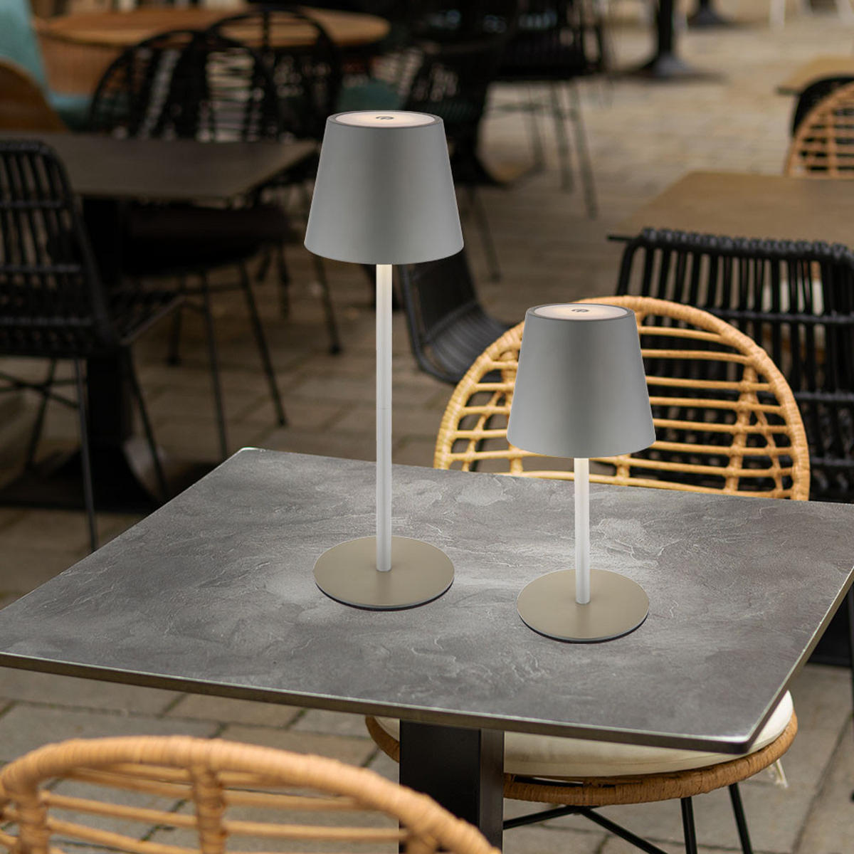 LED TISCHLAMPE Vannie Grau Akku - Grau, Metall (11.5/11.5/36cm) - Globo Lighting