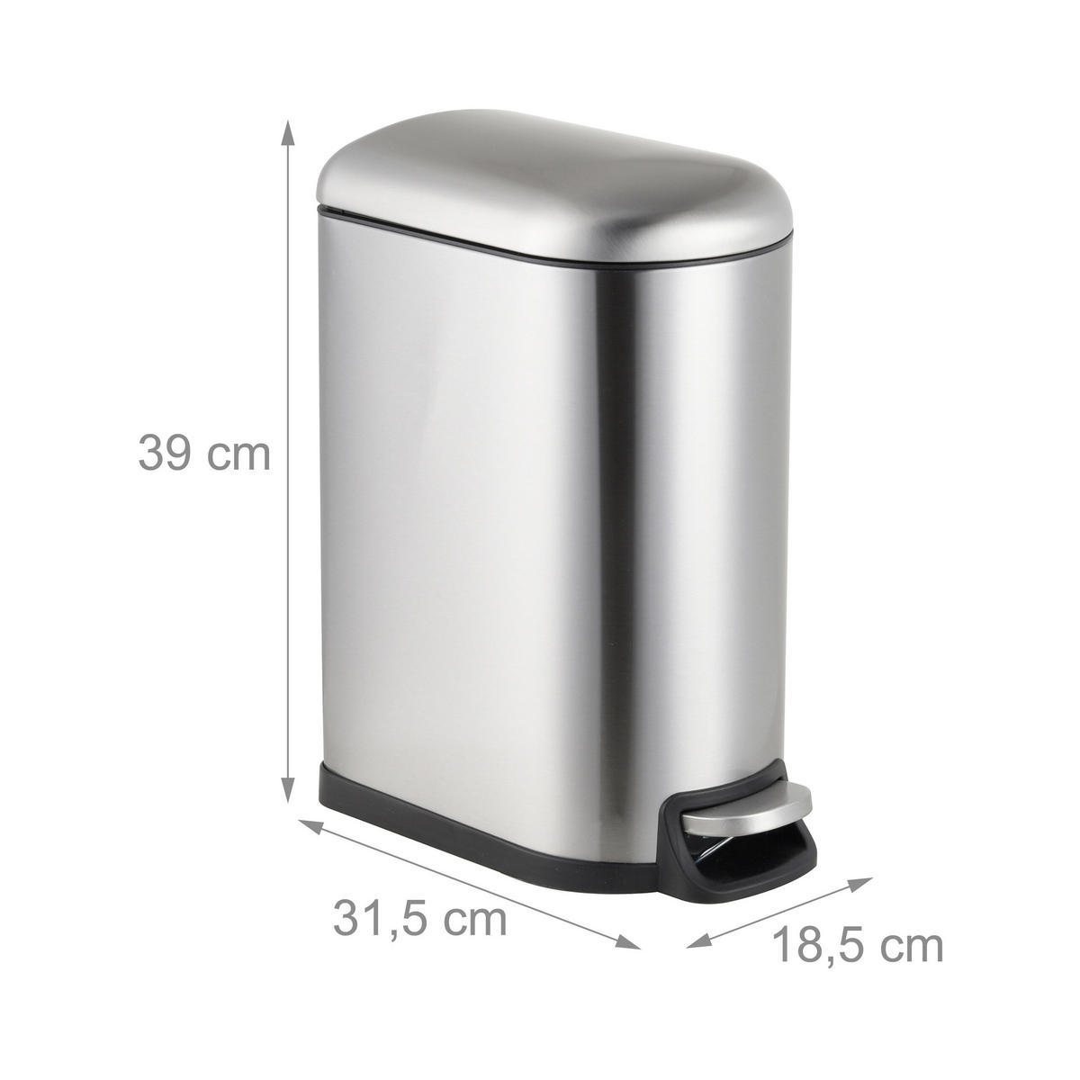 MÜLLEIMER - Silberfarben, Kunststoff/Metall (18.5/39/31.5cm) - Relaxdays