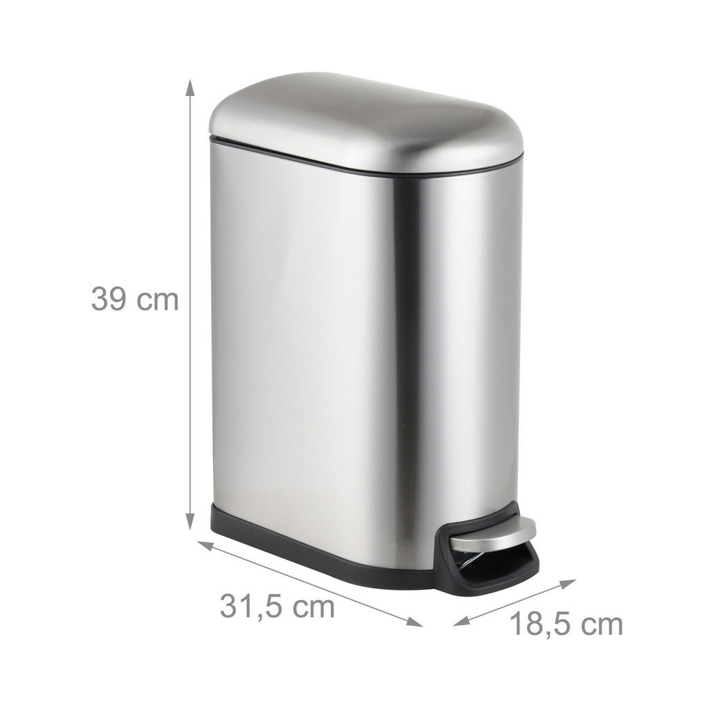 Thumbnail - Relaxdays Mülleimer, Silber, Metall, Kunststoff, Rechteckig, 18.5x39x31.5 cm, Badaccessoires, Waschplatzzubehör, Kosmeti...