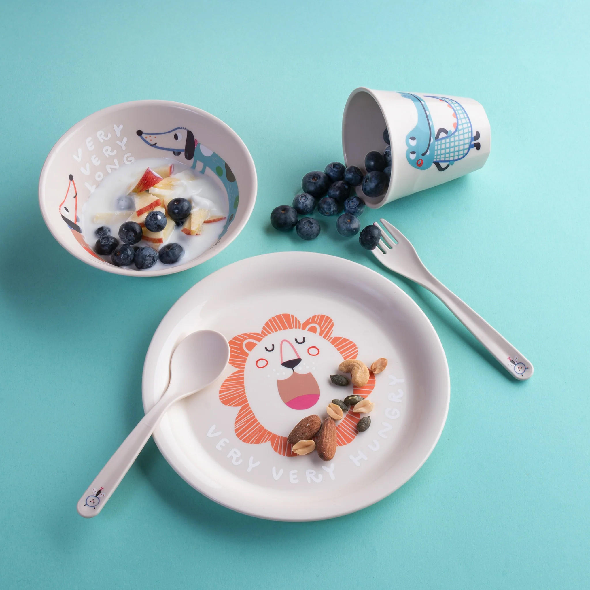 KINDERGESCHIRR-SET Hop On At Home 4-teilig - Beige, Kunststoff (1/1/1cm)