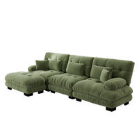 ECKSOFA Modulares 313cm Chenille Cloud-Sofa mit Ottoman für das Wohnzimmer - Grün, Textil (313/145cm) - Urban Meuble