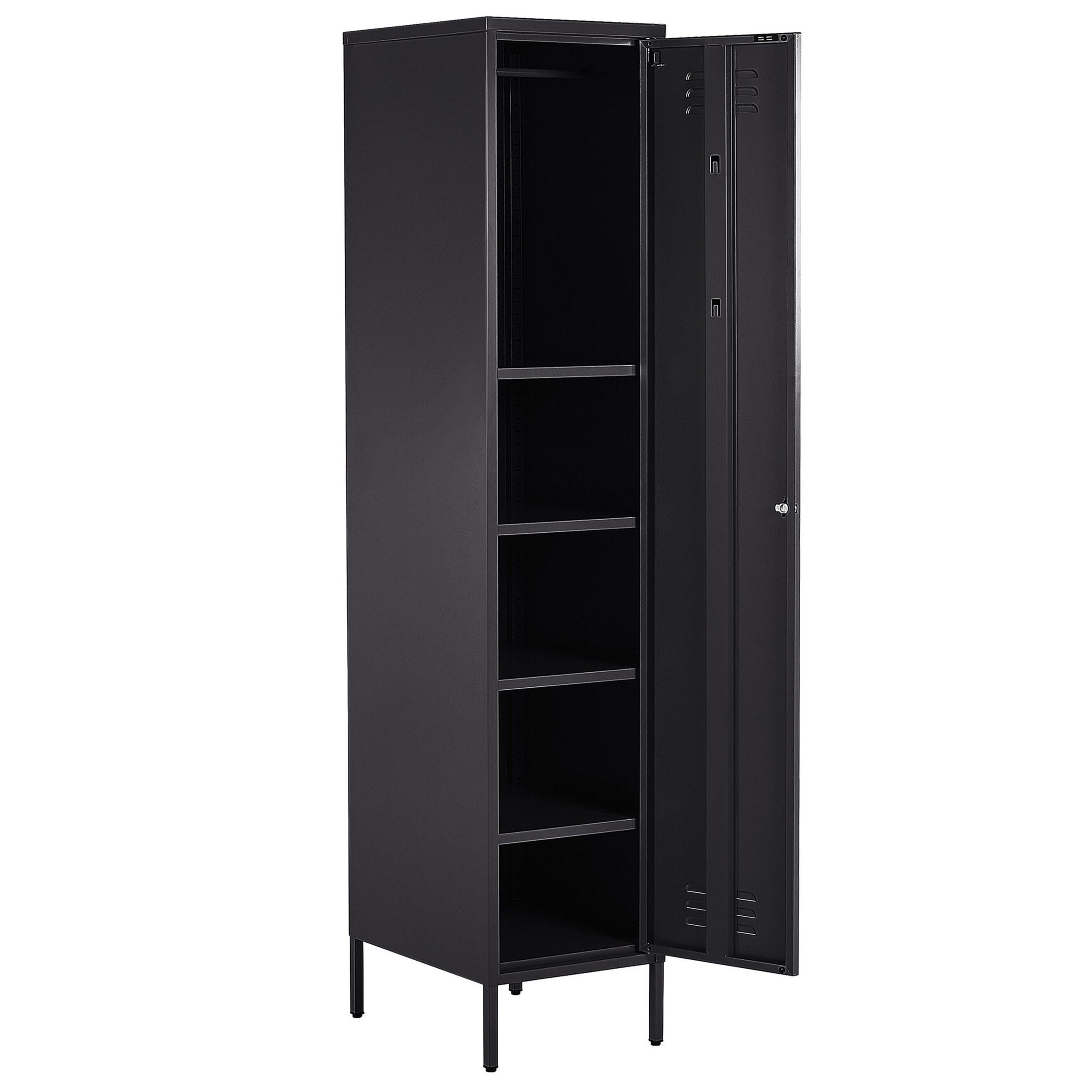 GARDEROBENSCHRANK schwarz Frome - Schwarz, Metall (38/185/50cm) - Beliani