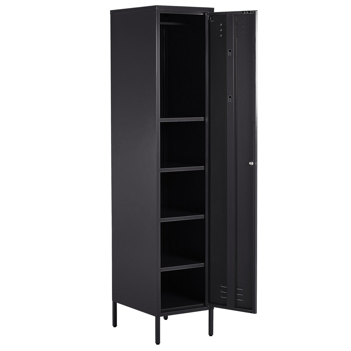 GARDEROBENSCHRANK schwarz Frome - Schwarz, Metall (38/185/50cm) - Beliani