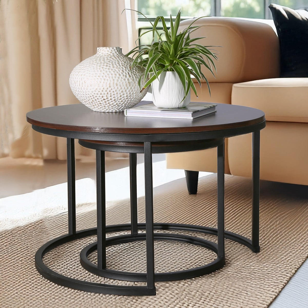 BEISTELLTISCHEN (Set aus 2) 70/70/45,5 cm - Braun, Holzwerkstoff (70/70/45.5cm) - Calicosy