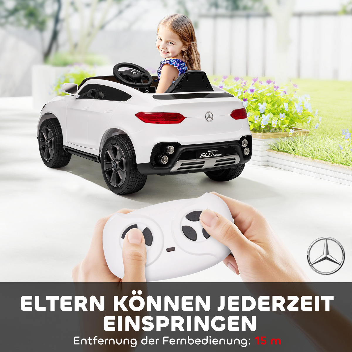 KINDER-ELEKTROAUTO Kunststoff Metall Weiß - Weiß, Kunststoff (105/68/50cm) - AIYAPLAY