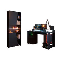 GAMING MÖBEL 2 in Schwarz 2 teilig Gamingzimmer mit Beleuchtung - Schwarz, Holzwerkstoff (120/200/80cm)