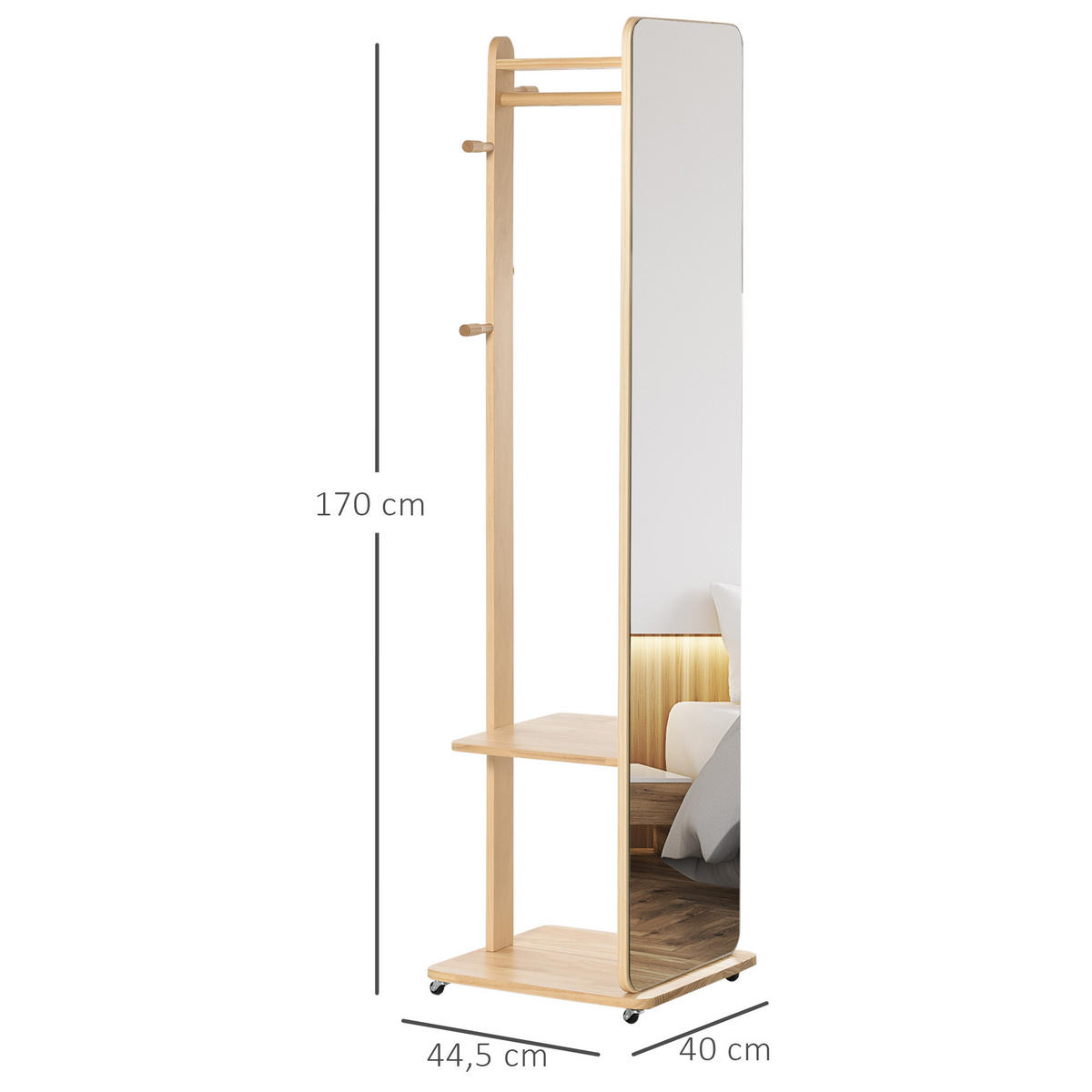 GARDEROBENSPIEGEL DE-17909 Hellholz - Naturfarben, Holzwerkstoff (44.5/170/40cm) - ComfortXL