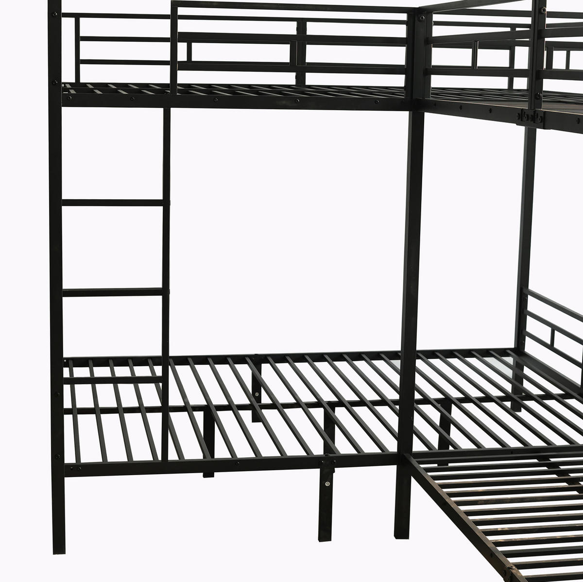 ETAGENBETT Schwarz 90/200 cm und 140/200 cm mit dreistufiger Leiter - Schwarz, Metall (140/200cm) - MIVRAY