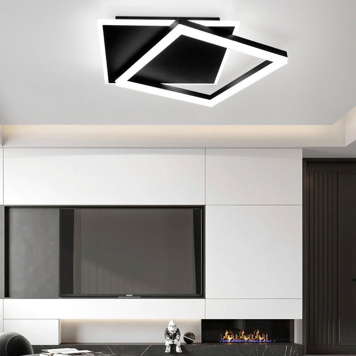LED-DECKENLEUCHTE Lena 48.5/47.5/6 cm - Schwarz, Metall (48.5/47.5/6cm) - ZMH
