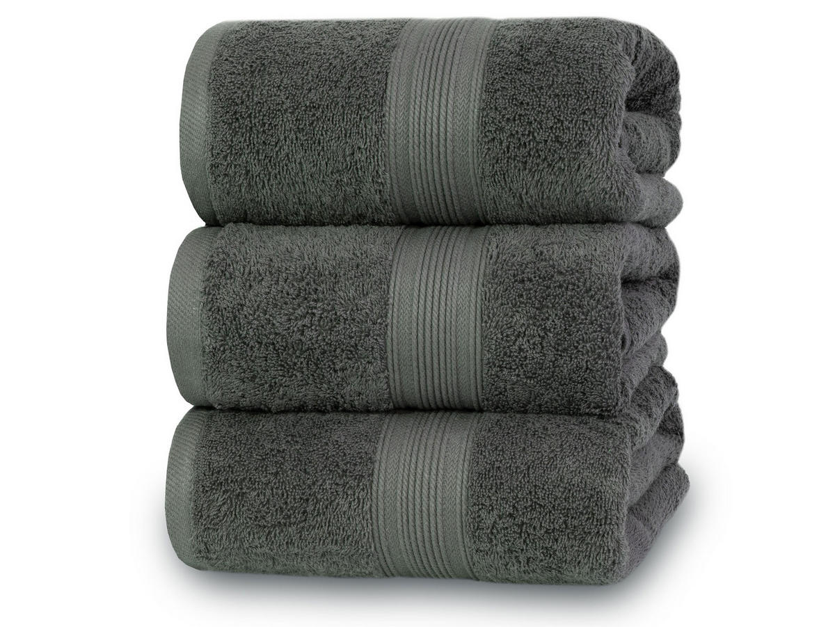 DUSCHTÜCHER, 3er-Set, 70x140 cm, 100% Baumwolle, Grau - Anthrazit, Textil (70/140cm) - Zollner