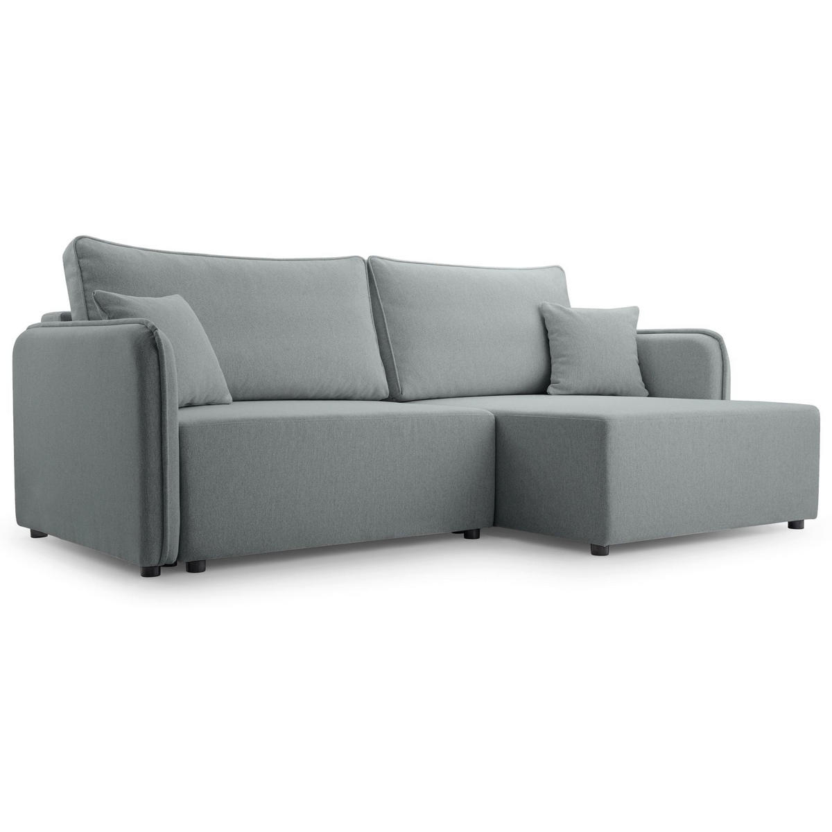 ECKSOFA Kassian, Hellgrau Strukturstoff, rechtsseitig - Hellgrau/Schwarz, Kunststoff/Textil (147/227cm) - Selsey