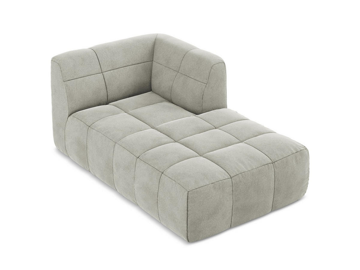 SOFAELEMENT Rechts Samt Stoff Grau - Hellgrau/Schwarz, Holzwerkstoff/Kunststoff (101/77/175cm) - Makamii