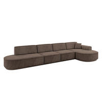 ECKSOFA Ottomane Rechts MARI-L3-v3 - 413x171x83 cm Braun Velours - Schwarz/Braun, Holzwerkstoff/Kunststoff (171/413cm) - ALTDECOR
