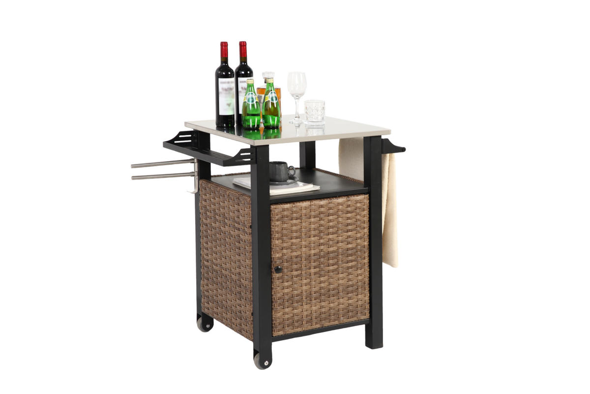 KÜCHENINSEL 76/85/57 cm Braun aus Stahl mit Rollen - Braun, Metall (76/85/57cm) - OKMYHOME