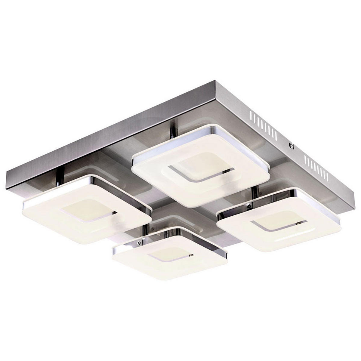 LED DECKENLEUCHTE Stahl Silber Chrom - Silberfarben, Metall (39/39/7.5cm) - Globo Lighting