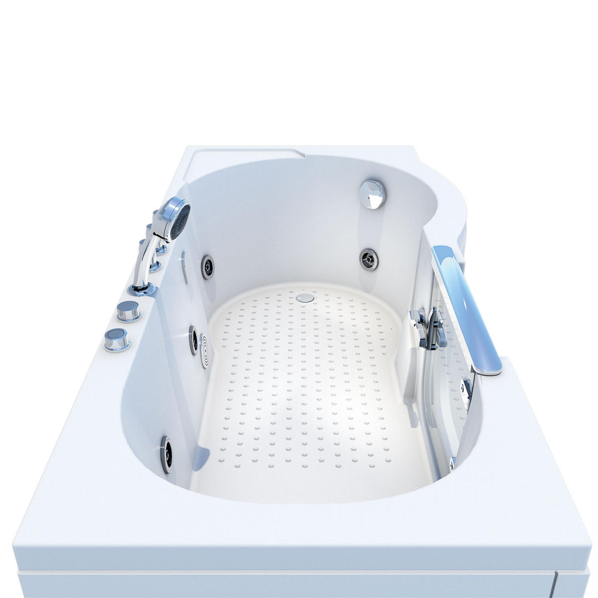 SITZWANNE Whirlpool Badewanne mit Tür S12-TH-WP-L 170x85cm - Weiß, Glas/Kunststoff (85/60/170cm) - AcquaVapore by Sandra Jentho