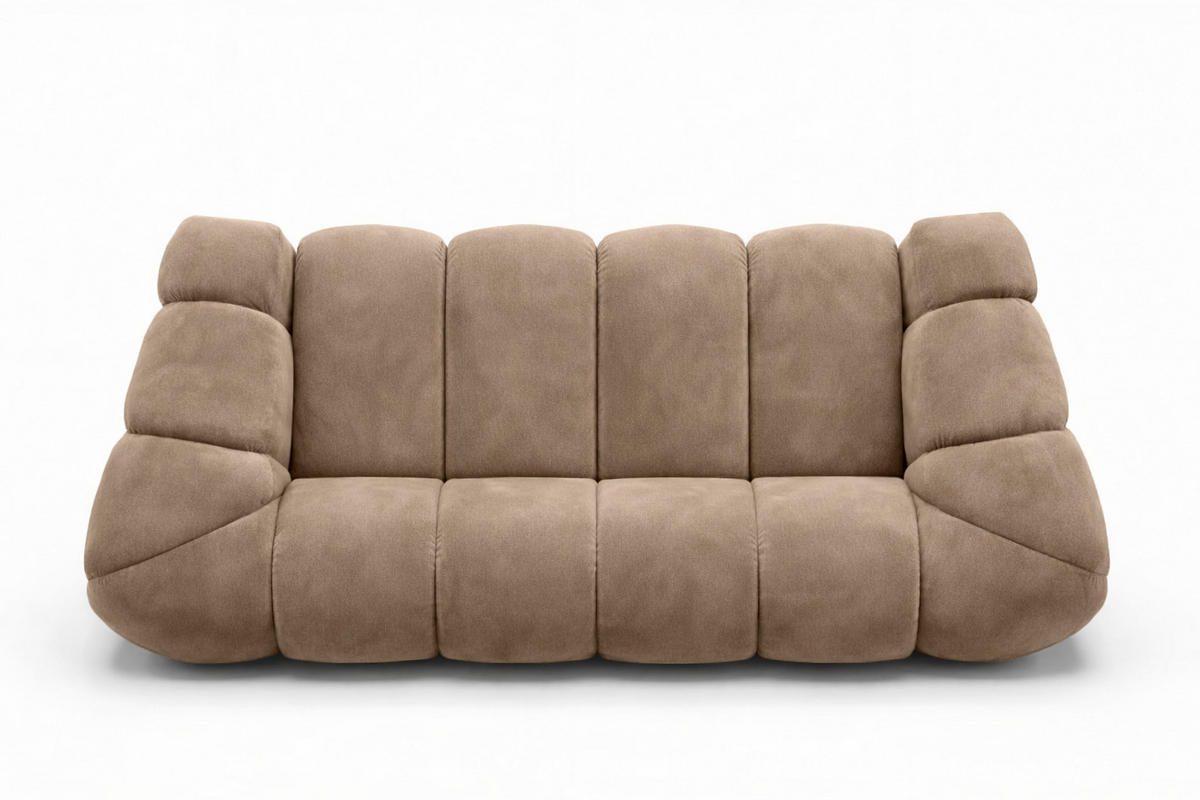SOFA 3-Sitzer modular, Veloursstoff Bluvel, Latte, CROISSANT - Hellbraun, Holz (240/72/115cm) - Kaiser Möbel