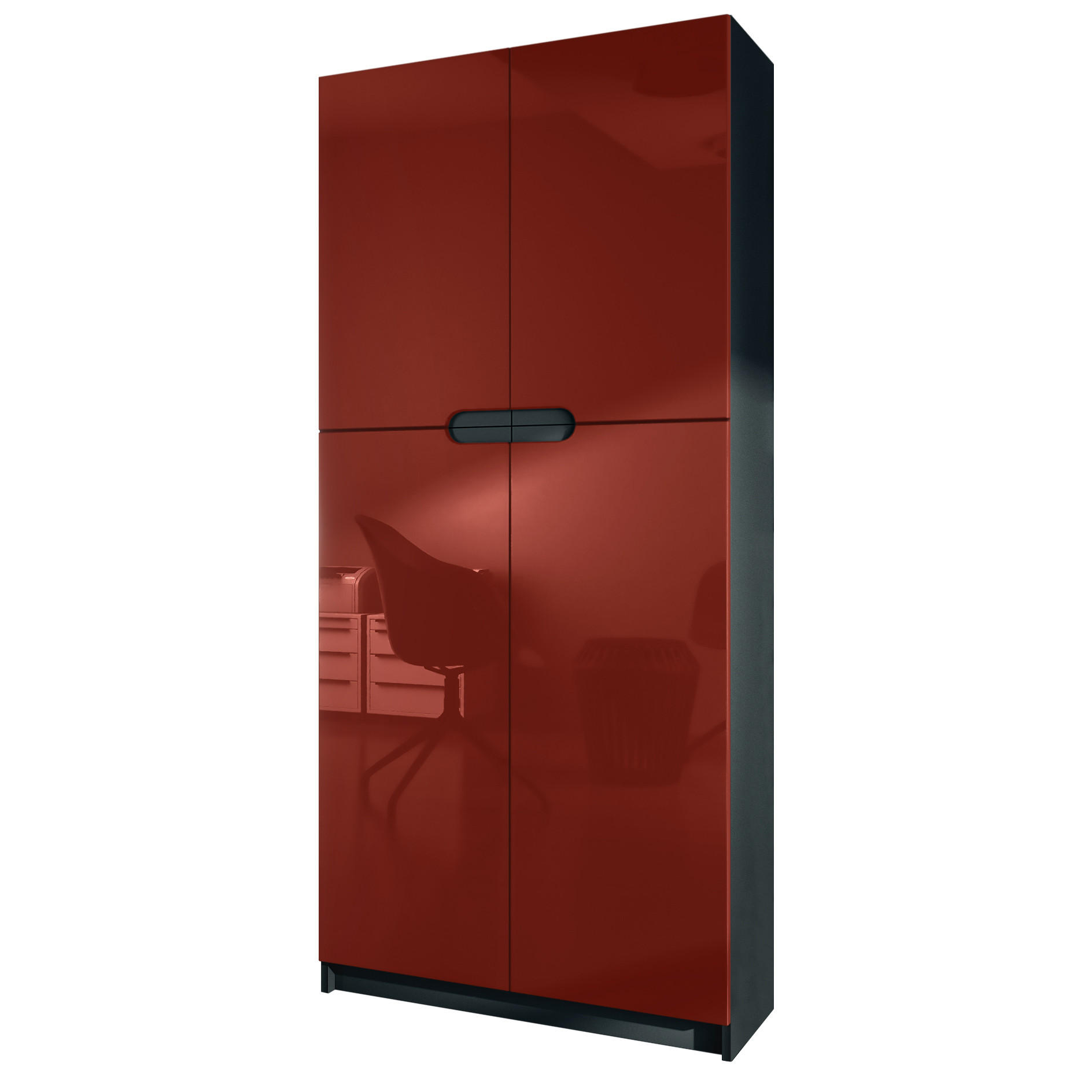 BÜROSCHRANK Logan Fronten in Bordeaux Hochglanz - Bordeaux, Holzwerkstoff (82/185/37cm) - Vladon