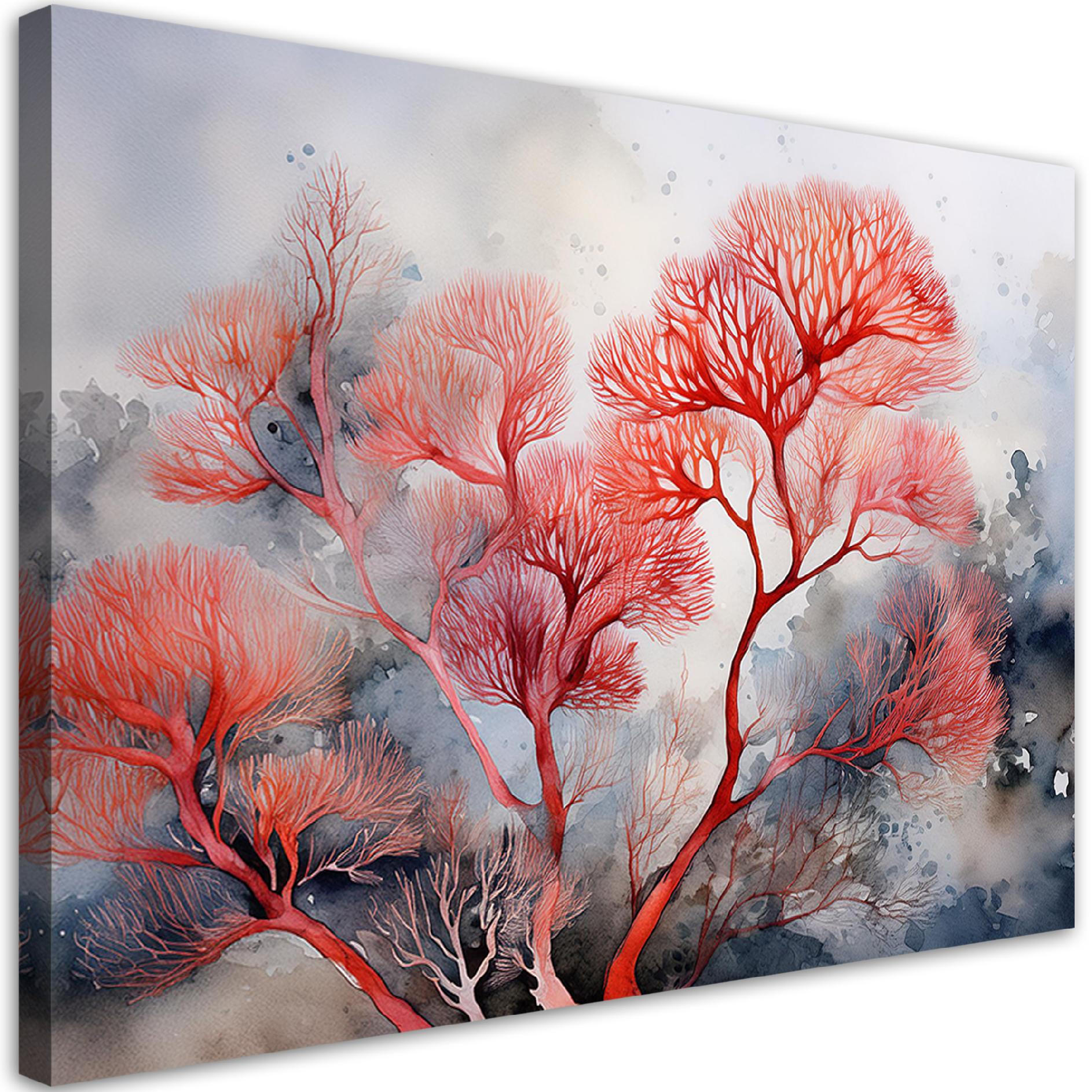 WANDBILD abstrakte pflanzen rot - Rot, Textil (60/40cm) - Feeby